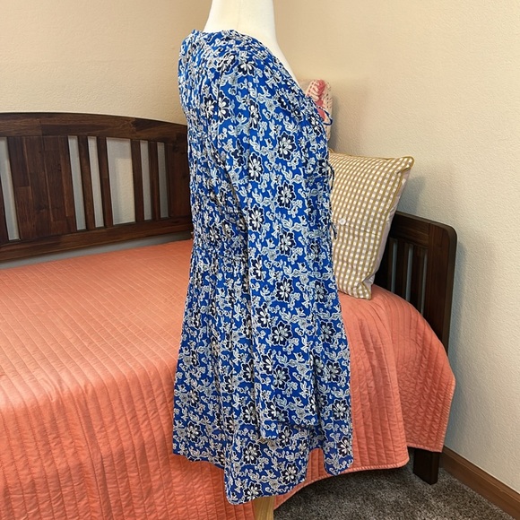 J CREW BEACH DRESS TIERED TIE FRONT FLORAL BLUE WHITE NWT SZ MEDIUM - Picture 6 of 14
